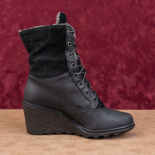 Timberland Women Amston Earthkeepers Black Nubuck Wedge Lined Boots sz 6.5