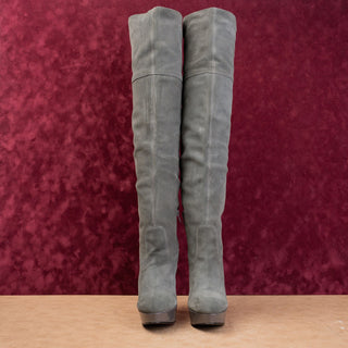 Steve Madden Women Grey Suede Fashion Party Night Heel Platform OTK Boots sz 7