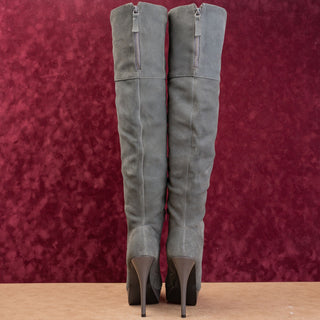 Steve Madden Women Grey Suede Fashion Party Night Heel Platform OTK Boots sz 7
