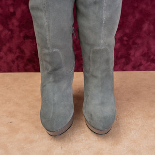 Steve Madden Women Grey Suede Fashion Party Night Heel Platform OTK Boots sz 7