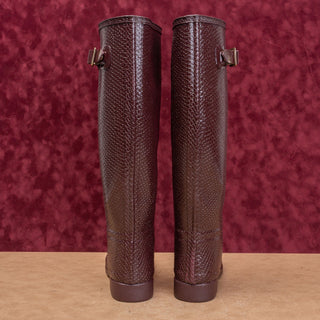 Hunter Women Scale Texture Farm Barn Maroon Wellies Rain Rubber Boots 9US EUR40