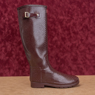 Hunter Women Scale Texture Farm Barn Maroon Wellies Rain Rubber Boots 9US EUR40