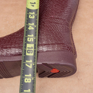 Hunter Women Scale Texture Farm Barn Maroon Wellies Rain Rubber Boots 9US EUR40