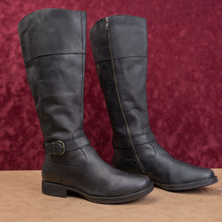 Born Women Braydon II Black Leather Zip Wide Calf Riding Equestrian Boots sz 11