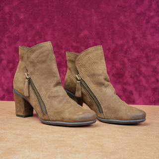 Bueno Women Yountville Green Double Moto Zip Leather Ankle Boots 7US EUR37
