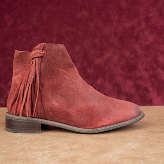 Karl Lagerfeld Paris Women Sixte Burgundy Suede Tassel Ankle Boots size 6