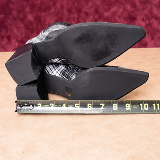 Jeffrey Cambpell Women Plaid Fabric Fashion Ankle Heel Boots sz 9