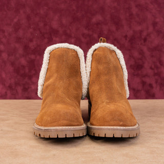 Steve Madden Women Leopold Fleece Lined Brown Suede Chelsea Ankle Boots sz 10