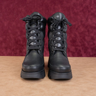 Cougar Women Verona Black Leather Platform Festival Combat Ankle Boots sz 8