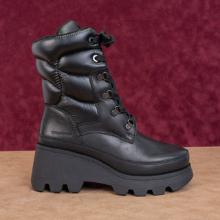 Cougar Women Verona Black Leather Platform Festival Combat Ankle Boots sz 8