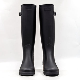 Hunter Women Refined Tall Stripe Ash Black Rubber Rain Knee Boots sz 9US EUR40