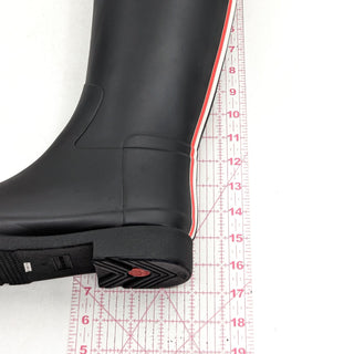 Hunter Women Refined Tall Stripe Ash Black Rubber Rain Knee Boots sz 9US EUR40