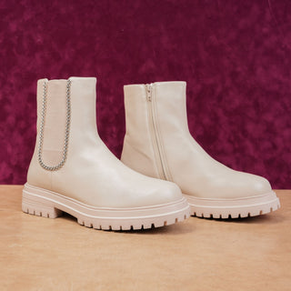 Vaneli Women Zetta Natta Ivory Leather Chelsea Platfrom Ankle Boots size 10