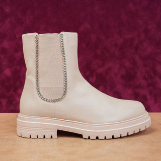 Vaneli Women Zetta Natta Ivory Leather Chelsea Platfrom Ankle Boots size 10