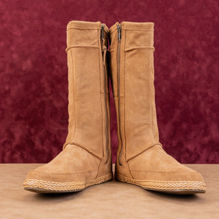 UGG Women Emerie Tan Suede Flat Zip Round Toe Tassle Fashion Knee Boots sz 8