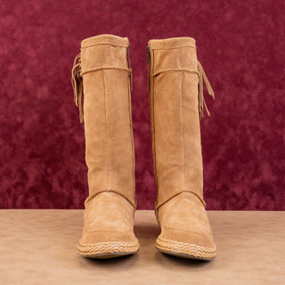 UGG Women Emerie Tan Suede Flat Zip Round Toe Tassle Fashion Knee Boots sz 8