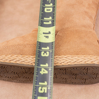 UGG Women Emerie Tan Suede Flat Zip Round Toe Tassle Fashion Knee Boots sz 8