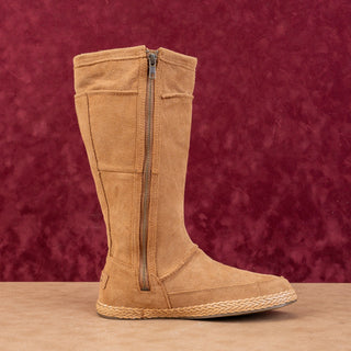 UGG Women Emerie Tan Suede Flat Zip Round Toe Tassle Fashion Knee Boots sz 8