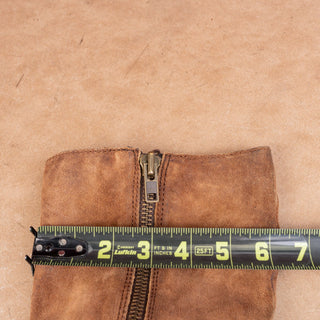 Born Women Harness Distress Brown Leather Zip Riding Knee Boots sz 5