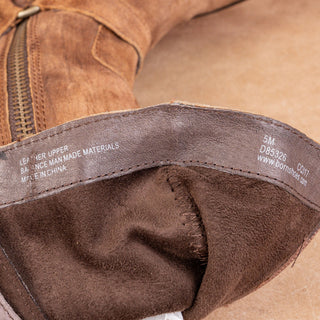 Born Women Harness Distress Brown Leather Zip Riding Knee Boots sz 5