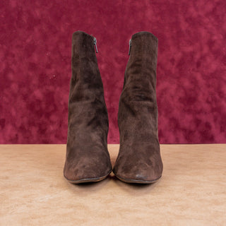 Cole Haan Women Brown Suede Italian Suede Heel Pointy Toe Zip Ankle Boots sz 7.5