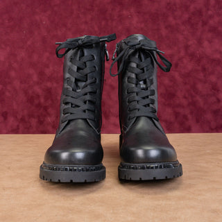 DKNY Women Romilly Vegan Leather Lace-up Zip Ankle Combat Boots sz 11