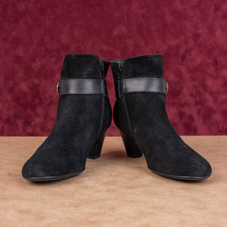 Sofft Women Black Suede Buckle Zip Dress Fashion Ankle Boots sz 8