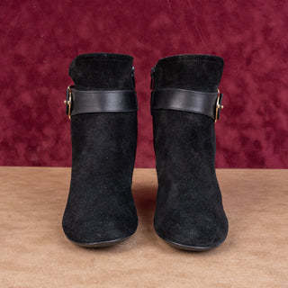 Sofft Women Black Suede Buckle Zip Dress Fashion Ankle Boots sz 8