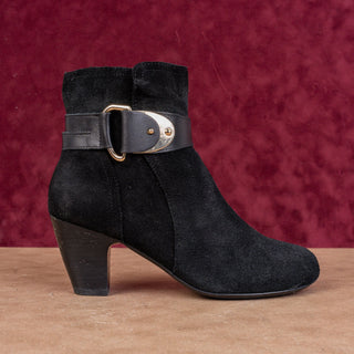 Sofft Women Black Suede Buckle Zip Dress Fashion Ankle Boots sz 8