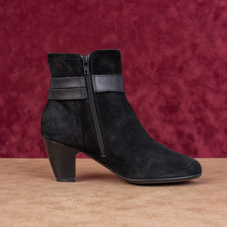 Sofft Women Black Suede Buckle Zip Dress Fashion Ankle Boots sz 8