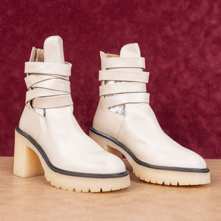 Free People Women Cutout Summer Cream Leather Platform Boots 8US EUR38