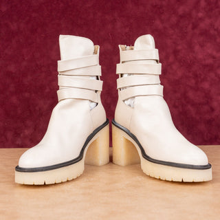 Free People Women Cutout Summer Cream Leather Platform Boots 8US EUR38