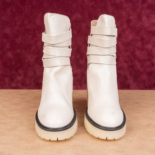 Free People Women Cutout Summer Cream Leather Platform Boots 8US EUR38