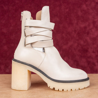 Free People Women Cutout Summer Cream Leather Platform Boots 8US EUR38