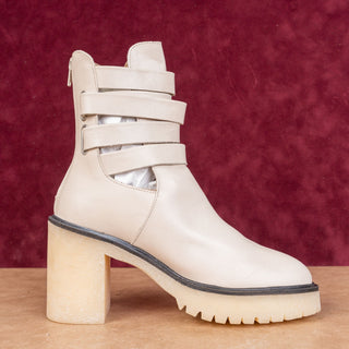 Free People Women Cutout Summer Cream Leather Platform Boots 8US EUR38