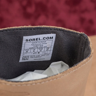 Sorel Women dacie Tan Black Leather Heel Back Zip Ankle Boots sz 10