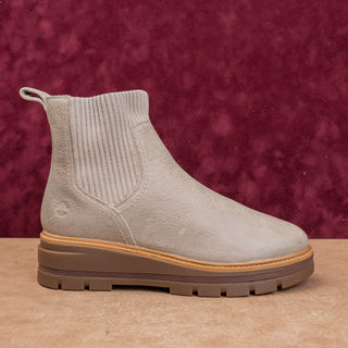 Timberland Women Valley Grey Leather Slip on Ankle Classic Chelsea Boots sz 8.5