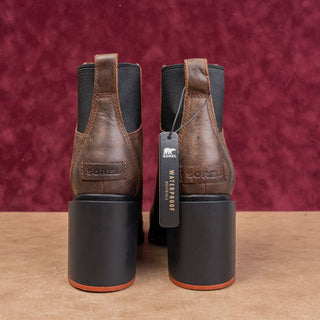 Sorel Wmn Blake Distressed Slip-on Brown Leather Stacked Heel Chelsea Boots 9.5