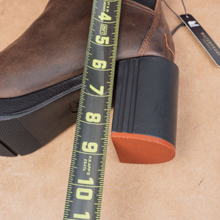 Sorel Wmn Blake Distressed Slip-on Brown Leather Stacked Heel Chelsea Boots 9.5