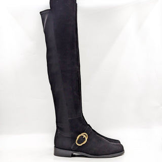 Stuart Weitzman Women Stella 5050 Black Suede Over The Knee Buckle Boots size 9