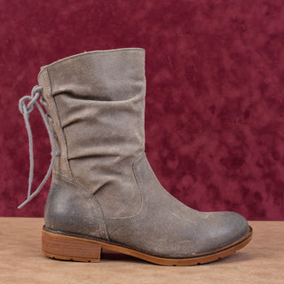 Sofft Women Sharnell Low Distress Grey Suede Back Lace-up Mid Calf boots sz 7