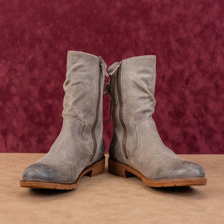 Sofft Women Sharnell Low Distress Grey Suede Back Lace-up Mid Calf boots sz 7