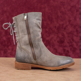 Sofft Women Sharnell Low Distress Grey Suede Back Lace-up Mid Calf boots sz 7