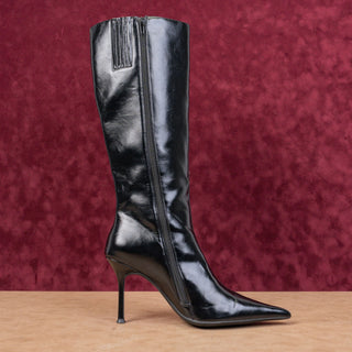 Jeffrey Campbell Women Darling Party Pointy Toe Black Leather Boots sz 11