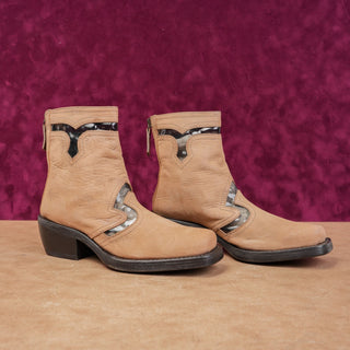 AGL Women Brown Leather Western Moto Festival Ankle Boots sz 6-6.5US EUR 37