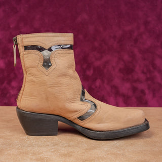 AGL Women Brown Leather Western Moto Festival Ankle Boots sz 6-6.5US EUR 37
