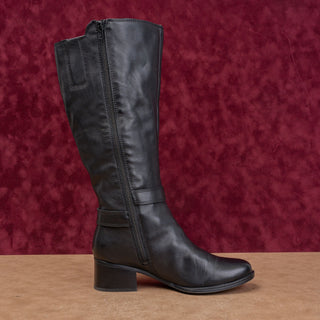 Naturalizer Wmn Dane Vintage Retro 90s Black Leather Wide Calf Fashion Boots 8W