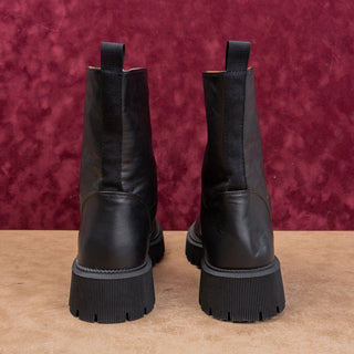 French Connection Wmn Black Vegan Leather Festival Front Zip Combat Boots sz 11