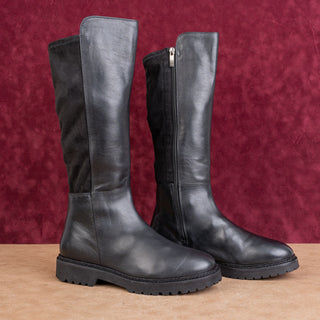 Aquatalia Women Black Riding Leather Weatherproof Comfort Fashion Boots sz 8.5