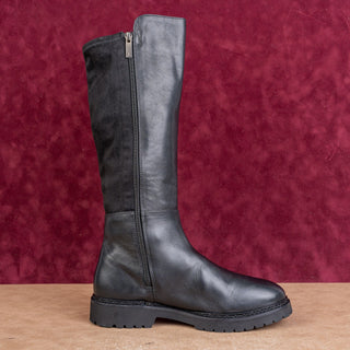 Aquatalia Women Black Riding Leather Weatherproof Comfort Fashion Boots sz 8.5